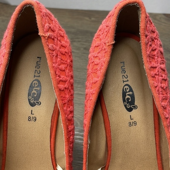 Rue 21 Coral Orange Platform Wedge Heels, size 8/9 - Picture 6 of 11